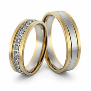Obrączki ślubne dwukolorowe z brylantami - Au-997