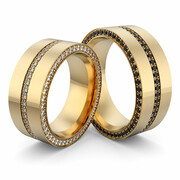 Obrączki ślubne masywne z brylantami - Au-1099