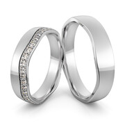 Obrączki srebrne falowane z cyrkoniami swarovski - wzór Ag-469