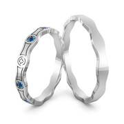 Obrączki ślubne różaniec z szafirami - Au-1095