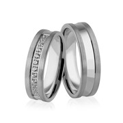 Obrączki ślubne z białego złota niklowego z brylantami - Au-937