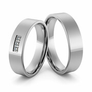 Obrączki ślubne platynowe klasyczne płaskie 5 mm z brylantami - Pt-22