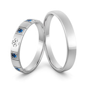 Obrączki ślubne różaniec z szafirami - Au-1086