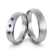 Obrączki ślubne palladowe 5 mm z szafirami - Pd-11