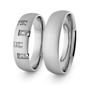 Obrączki ślubne klasyczne z białego złota niklowego 5 mm z brylantami - 86
