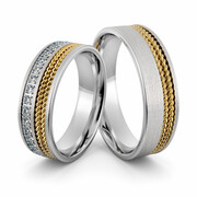 Obrączki ślubne z brylantami i warkoczami - Au-1007