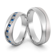 Obrączki srebrne z szafirami i cyrkoniami swarovski - wzór Ag-438