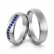 Obrączki ślubne palladowe 5 mm z szafirami - Pd-71