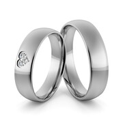 Obrączki ślubne palladowe 5 mm z sercem i brylantami - Pd-22