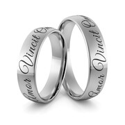 Obrączki ślubne z białego złota niklowego z sentencją i emalią - Au-978