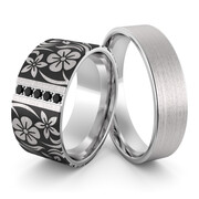 Obrączki srebrne z emaliowanymi kwiatkami i cyrkoniami - wzór Ag-475