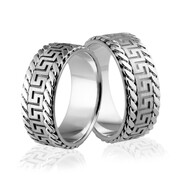 Obrączki srebrne z greckim wzorem i warkoczami - wzór Ag-319