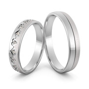 Obrączki ślubne z białego złota niklowego sercami i brylantami - Au-1029