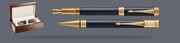 Zestaw Pióro wieczne + Długopis Parker Duofold Prestige Centennial Niebieska Jodełka GT + Wood Box Brown | Stalówka F/18k - 1931369_1931373