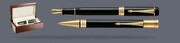 Zestaw Pióro wieczne + Długopis Parker Duofold Classic Centennial Czarny Akryl GT + Wood Box Brown | Stalówka F/18k - 1931381_1931386