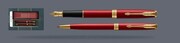 Zestaw Pióro wieczne + Długopis Parker Sonnet Core Czerwony Satynowy Lakier GT + Etui Kolor | Stalówka F - 1931473_1931476
