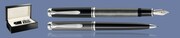 ZESTAW PIÓRO WIECZNE + DŁUGOPIS PELIKAN SOUVERAN K/M805 CZARNO-SZARO-SREBRNE + WOOD BOX BLACK | STALÓWKA F