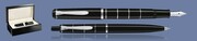ZESTAW PIÓRO WIECZNE + DŁUGOPIS PELIKAN CLASSIC K/M215 CZARNO-SREBRNE OBRĘCZE + WOOD BOX BLACK | STALÓWKA F