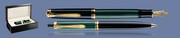 ZESTAW PIÓRO WIECZNE + DŁUGOPIS PELIKAN SOUVERAN K/M400 CZARNO-ZIELONE + WOOD BOX BLACK | STALÓWKA F