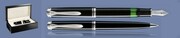 ZESTAW PIÓRO WIECZNE + DŁUGOPIS PELIKAN SOUVERAN K/M805 CZARNO-SREBRNE + WOOD BOX BLACK | STALÓWKA F