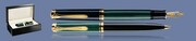 ZESTAW PIÓRO WIECZNE + DŁUGOPIS PELIKAN SOUVERAN K/M600 CZARNO-ZIELONE + WOOD BOX BLACK | STALÓWKA F
