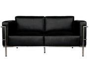 D2 Sofa 2-osobowa Soft GC czarna skóra D2