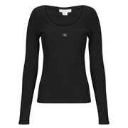 T-shirty z długim rękawem Calvin Klein Jeans LS WOVEN LABEL 2X2 RIB SCOOP NEC Manufacturer