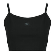 Topy na ramiączkach / T-shirty bez rękawów Calvin Klein Jeans SL WOVEN LABEL 2X2 BABY RIB CROP Manufacturer