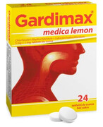 Gardimax Medica Lemon 5 mg + 1 mg tabletki do ssania bez cukru 24 sztuk 20