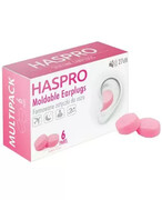 Zatyczki do uszu formowane wielorazowe Haspro Moldable EarPlugs różowe 6 par 1000
