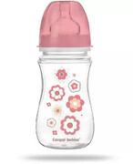 Canpol Babies EasyStart butelka szerokootworowa antykolkowa różowa 240 ml [35/217_pin] 1000