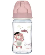 Canpol Babies EasyStart Bonjour Paris butelka szeroka antykolkowa różowa 240 ml [35/232_pin] 1000