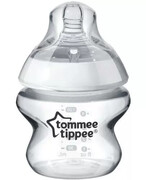 Tommee Tippee Closer To Nature butelka do karmienia ze smoczkiem o wolnym przepływie 0m+ bezbarwna 150 ml [42240079] 1000