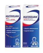 Mucosolvan Mini 15mg/5 ml syrop dla dzieci na kaszel 100 ml + Mucosolvan syrop na kaszel 30mg/5ml 200 ml [2-PAK] 0
