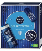 Nivea Men Get Protected żel pod prysznic 250 ml + antyperspirant w kulce roll-on 50 ml + krem 75 ml [ZESTAW] 1000