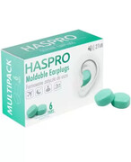 Zatyczki do uszu formowane wielorazowe Haspro Moldable EarPlugs zielone 6 par 1000