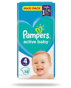 Pieluszki Pampers Active Baby Dry 4 58szt. - zdjęcie 1