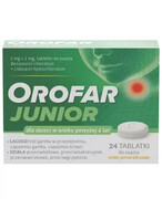 Orofar Junior tabletki do ssania na ból gardła smak pomarańczowy 24 sztuki 1000