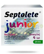 Septolete Junior 1,2 mg o smaku czereśniowym bez cukru 18 pastylek 20