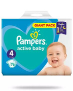 Pieluszki Pampers Active Baby Dry 4 76szt. - zdjęcie 1