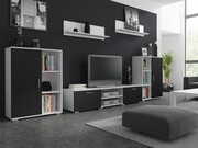 Meblościanka Herkules Biało/czarna WYSOKI POŁYSK zestaw mebli do salonu nowoczesny RTV Per La Vita