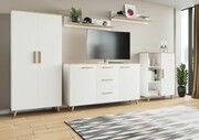 Meblościanka Lund dąb artisan/biały zestaw mebli do salonu w stylu skandynawskim Per La Vita