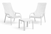 Zestaw stolik kawowy Net 40 + 2 fotele Net Lounge bianco - Nardi