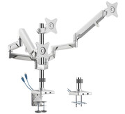 Ramię na 3 monitory do biurka z dwoma portami USB, sprężyną gazową i przekątną 17