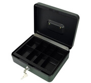 Metalowa kasetka na pieniądze z wyjmowanym wkładem, 8 przegród na monety, zamykana na klucz HD-CB25-8