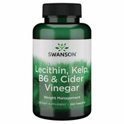 Lecytyna + Kelp + Lucerna + Witamina B6 + Ocet jabłkowy, Swanson, 240 tabletek