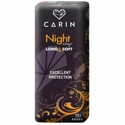 Podpaski higieniczne NIGHT WINGS LONG & SOFT, CARIN 10 sztuk