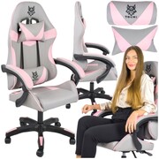 Fotel gamingowy z masażem CHAMPION szaro-różowy