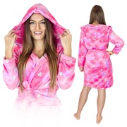 Gruby ciepły szlafrok damski z kapturem – gwiazdy