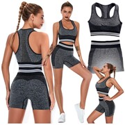 Strój sportowy komplet top i szorty fitness joga dwuczęściowy na siłownię